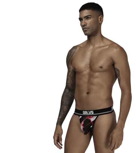 Stringi Męskie z Kieszonką ze Wzorem ORLVS Super Fit - XXL