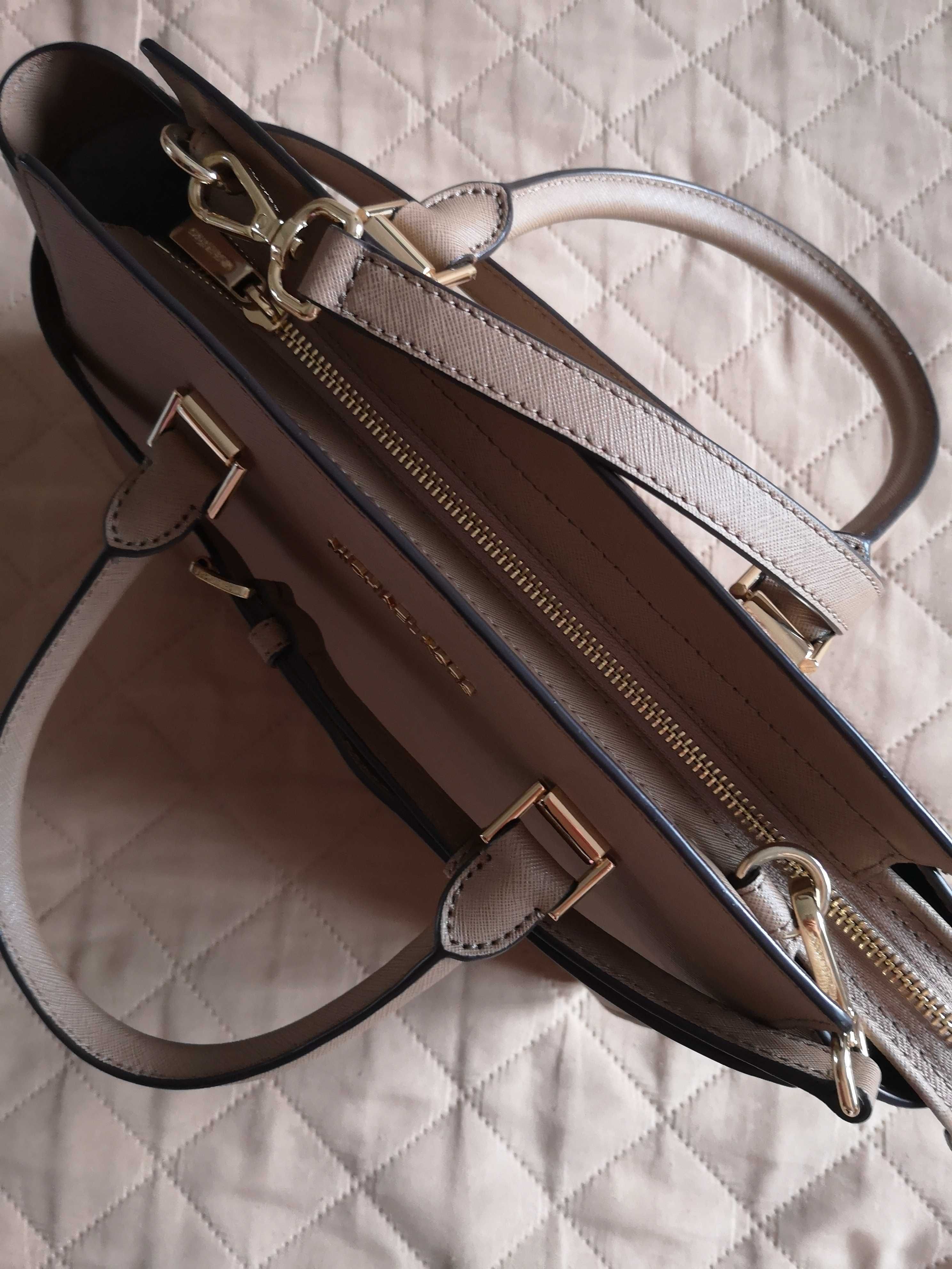 Torebka shopper Selma Michael Kors khaki rączki pasek skóra saffiano