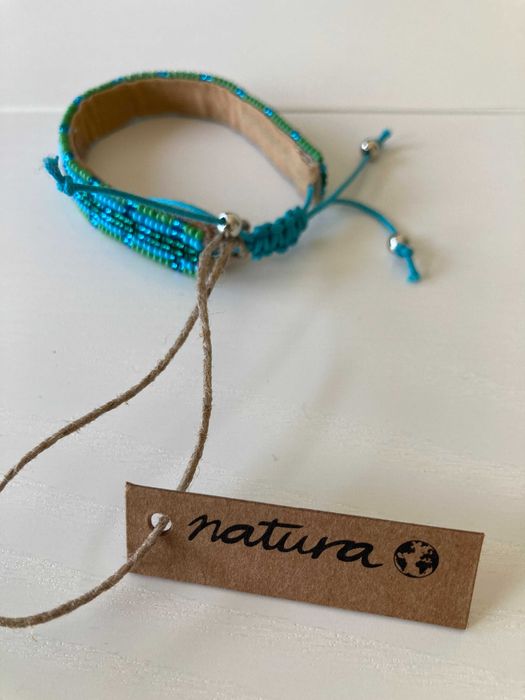 Pulseira de missangas, azul e verde - Natura