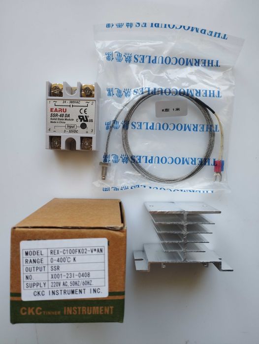 REX-C100FK02  PID-регулятор, термопара 1м, радіатор, реле