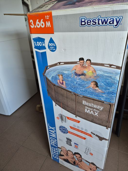 Basen bestway stelażowy drabinka pompa mata solarna idealny