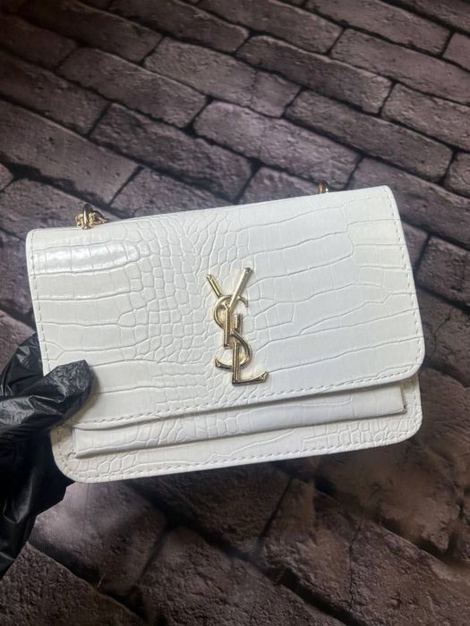 ЖІНОЧИЙ КЛАТЧ YSL Женская сумочка Yves Saint Laurent белая сумка скид