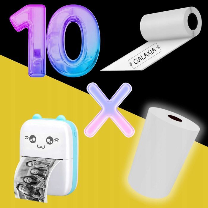 10x PAPIER TERMICZNY DO Mini Drukarki Drukuś Rolki Wkłady 57mm