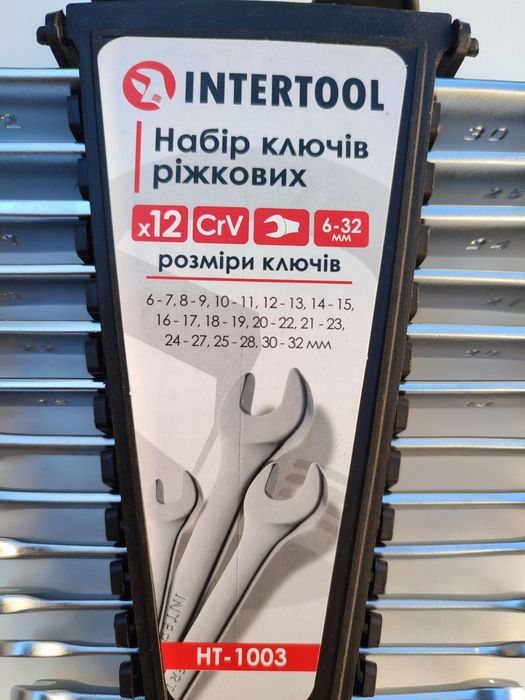 Набор рожковых ключей 12 ед,  6-32 мм  Cr-V  INTERTOOL  HT -1003
