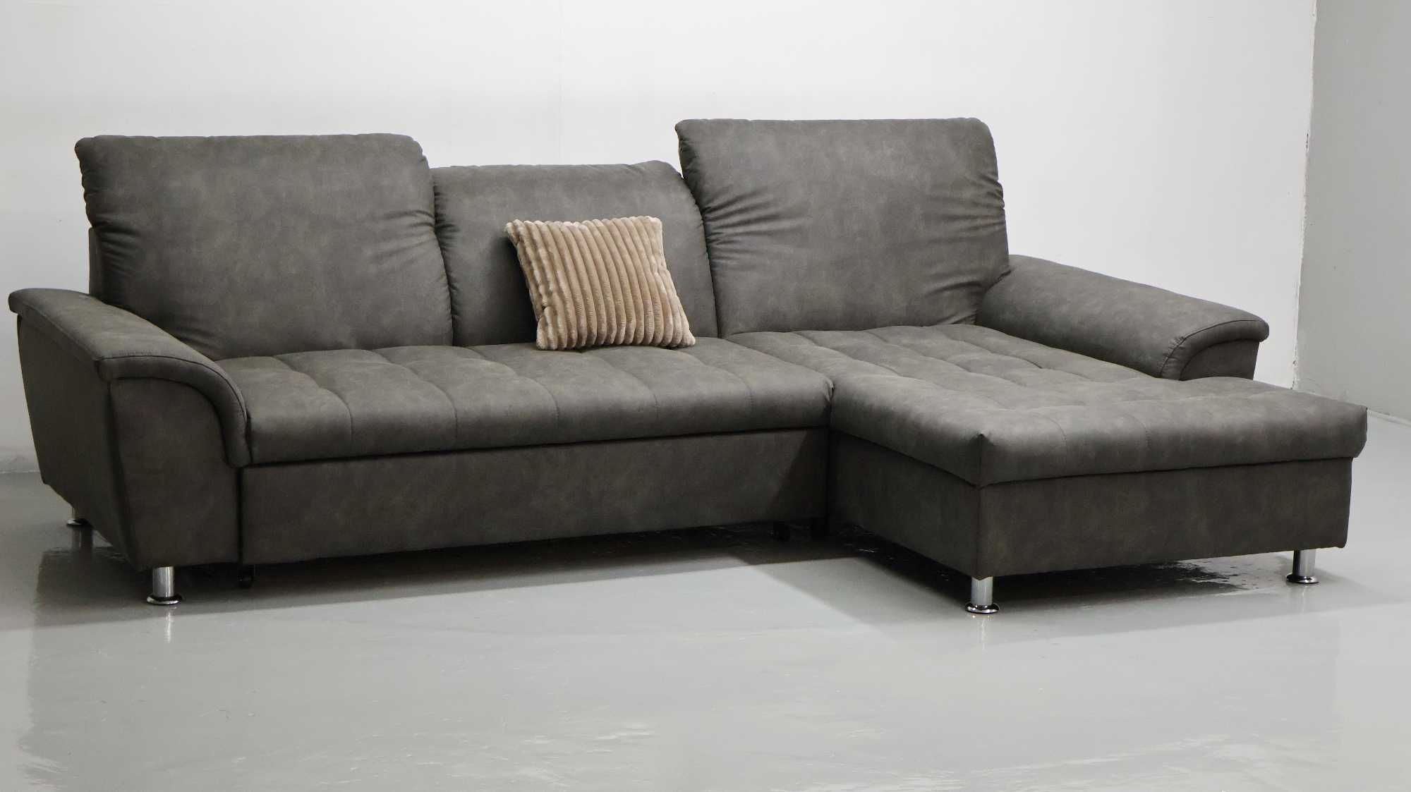 TCG NOWY NOWOCZESNY NAROŻNIK funkcja spania kanapa tkanina SZARA SOFA