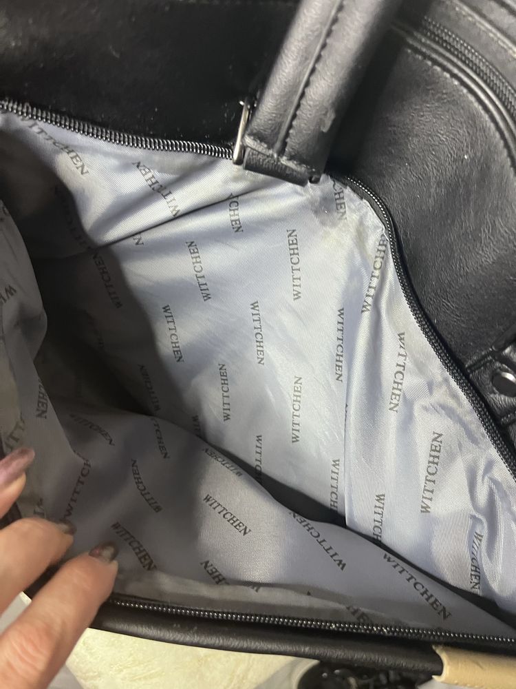 Aktówka torba na laptopa Witchen skórkowa czarna pojemna