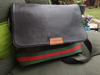 GUCCI Torba torebka aktówka listonoszka duża A4, na laptopa, skóra