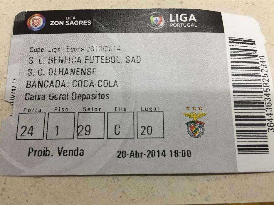 Bilhetes de Futebol - SL Benfica 2013/2014 (marcos da época)