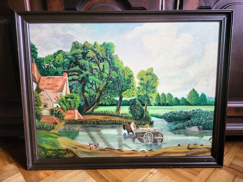 Stary Obraz ręcznie malowany na płótnie Kalisz