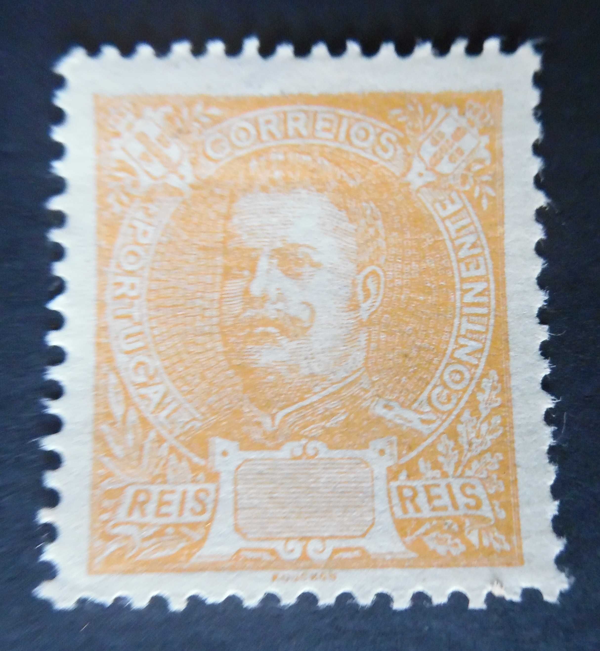 Selos Portugal 1895-D.Carlos ERRO c/ pequena m. charneira 5 reis