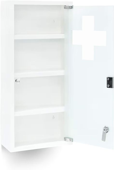 Szafka na leki z metalu i szkła, szafka apteczna do łazienki,