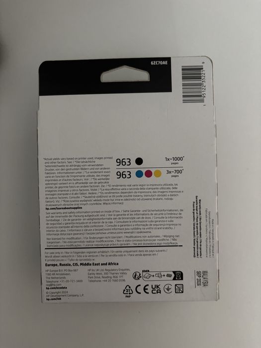 Oryginalny zestaw tuszy HP 963