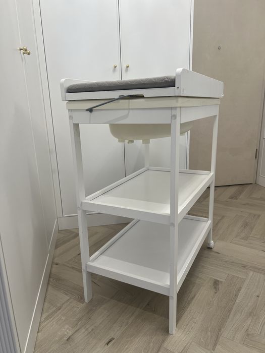 Przewijak wanienka 2w1 drewniany biały Roba