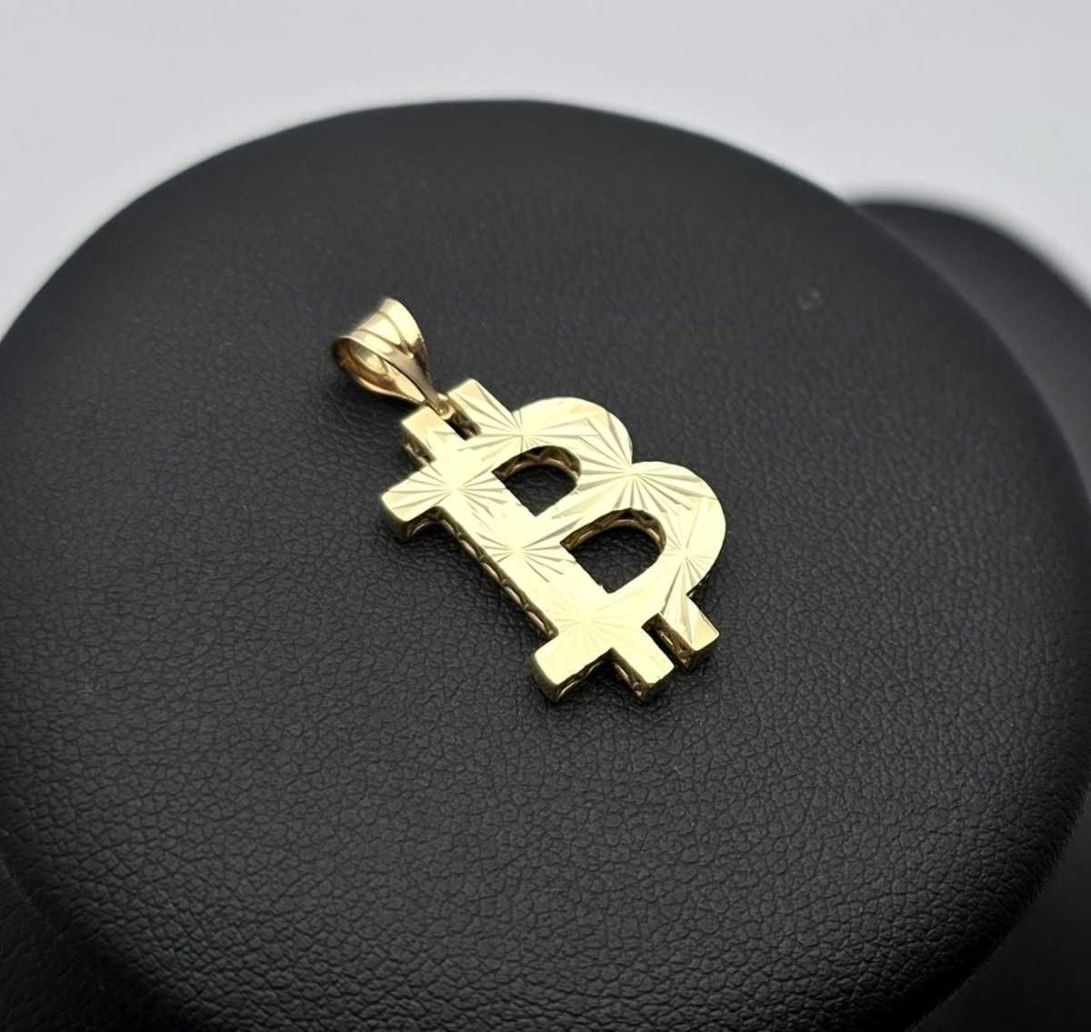 Piękna Złota Zawieszka Bitcoin 1,69G P585