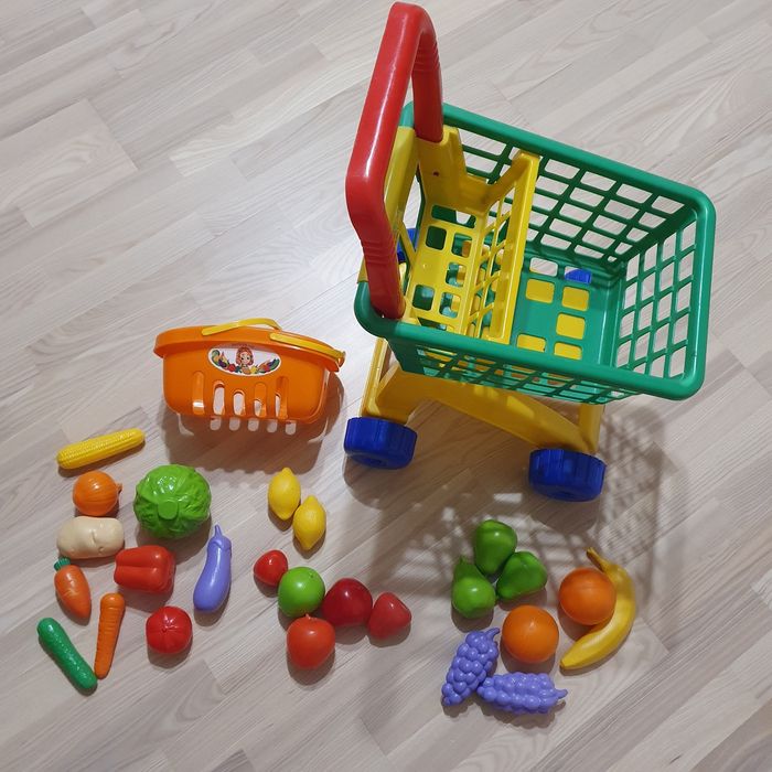 Іграшки на 1-2-3-4 роки: набір супермаркет: візочок+корзина маркет