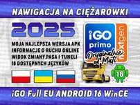 Nawigacja EUROPA Mapy Ciężarówki iGO Android 16 Truck 2025 Fotoradary