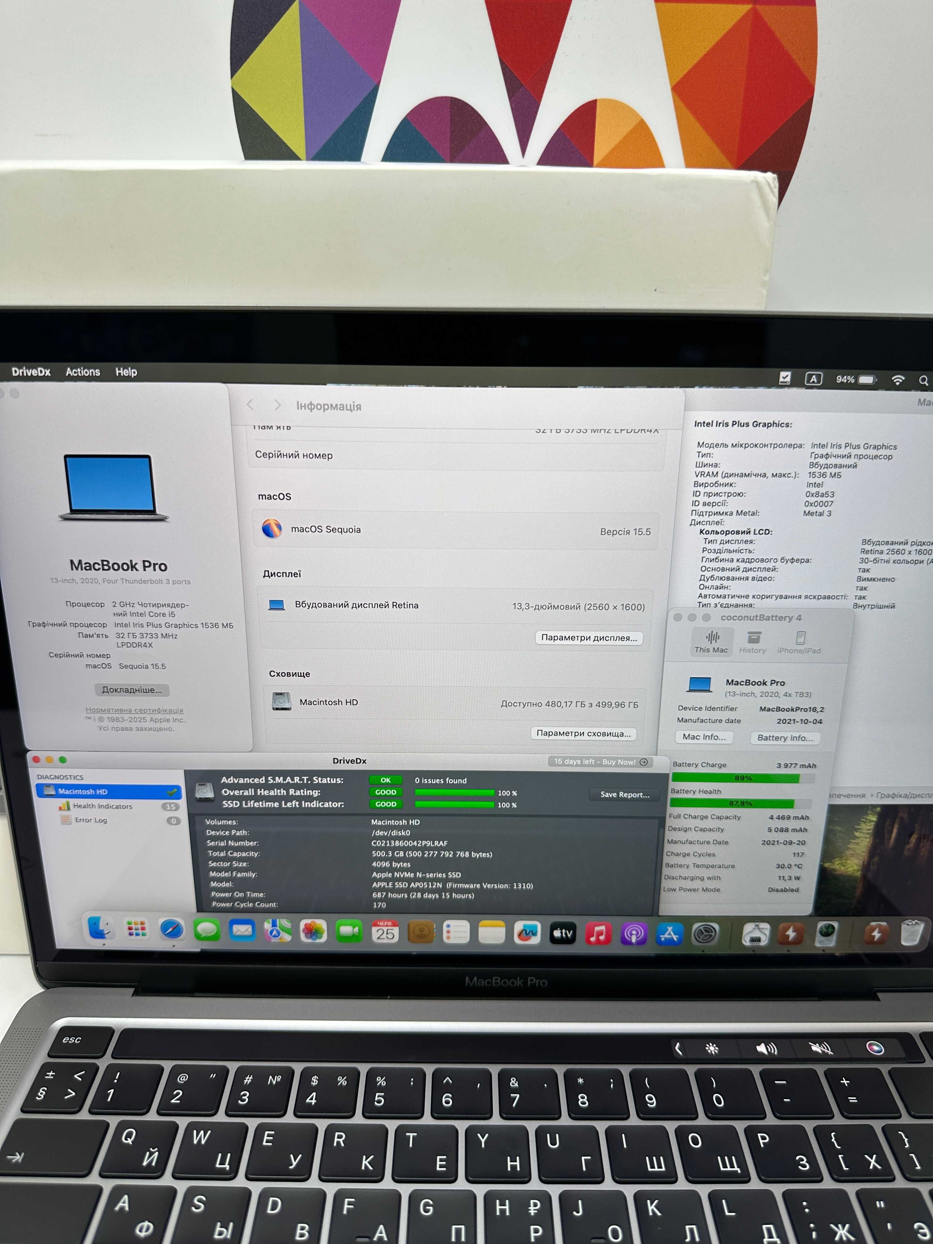 MacBook Pro 13 2020 TouchBar i5 2GHz 32RAM 512SSD Space Gray