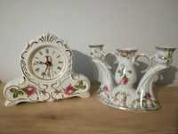 Stary zegar i świecznik. Porcelana vintage, Iwona - Chodzież PRL