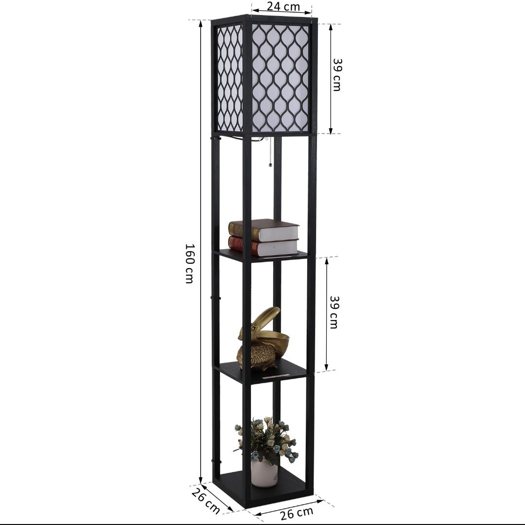Lampa stojąca z 3 półkami