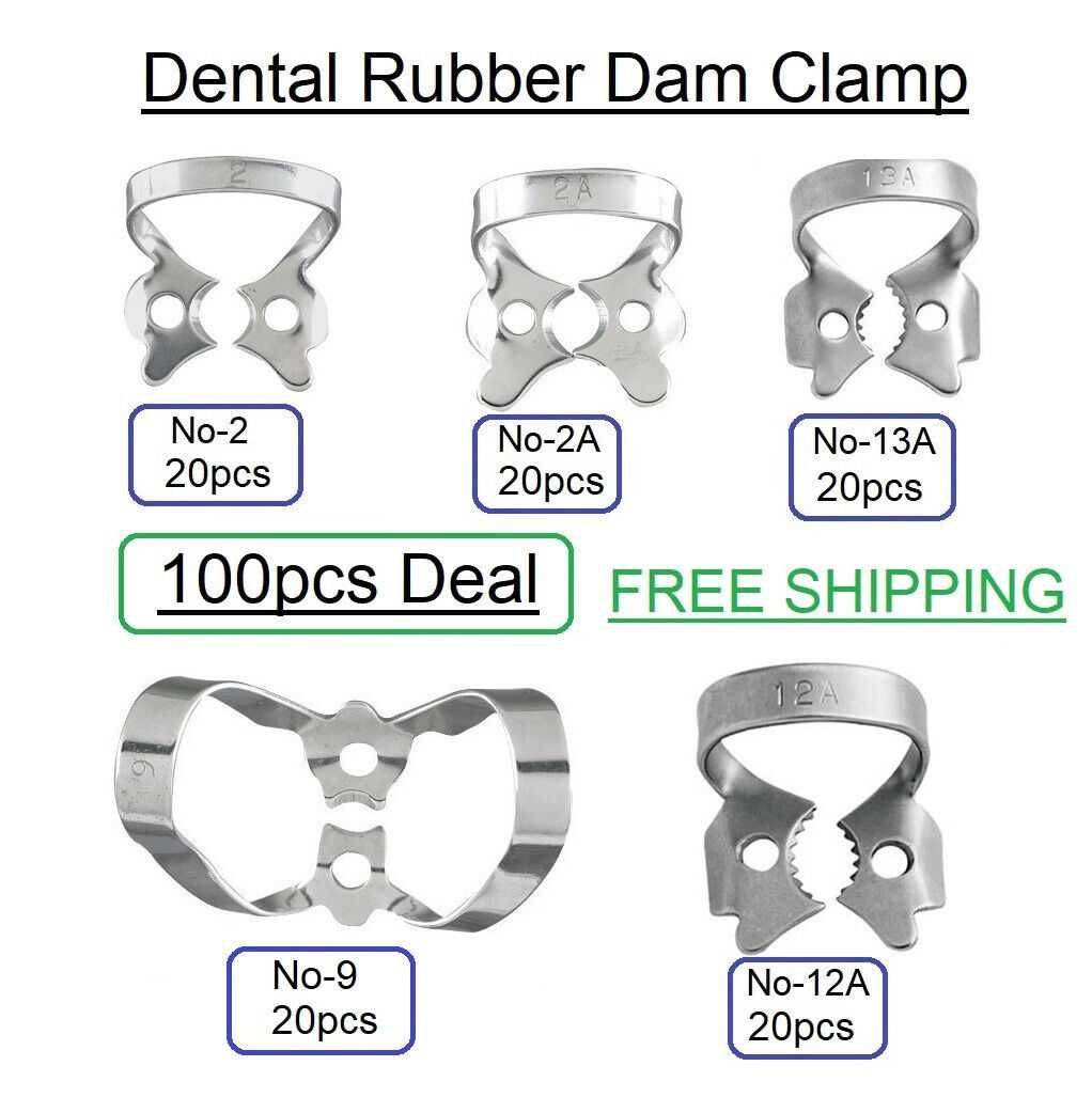 Dental Rubber Dam Clamp Assorted  Orthodontics  Instrument 100pcs