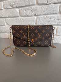 Брендова шкіряна сумка клатч Louis Vuitton + гаманець, картхолдер LV