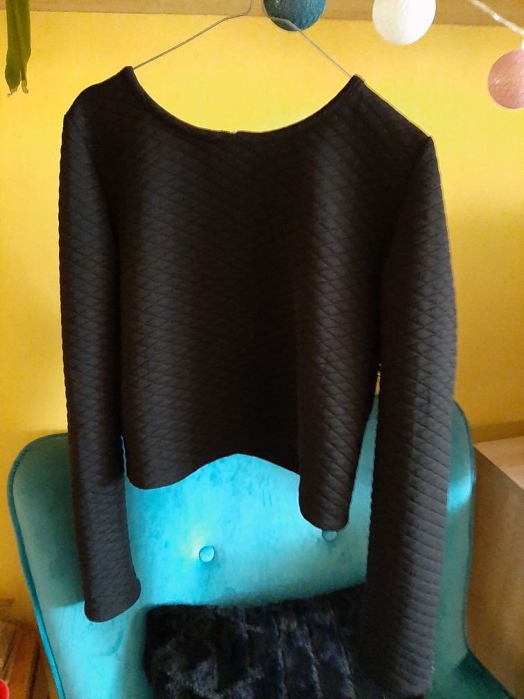 Crop top sweterek gipurowy 3/4 vintage oldschool y2k