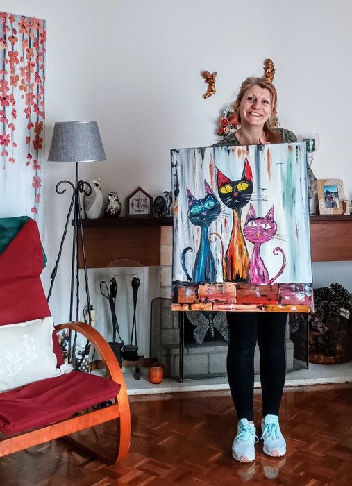 Óleo sobre tela, original, dimensões 70 cm x 60 cm "Bigodes"