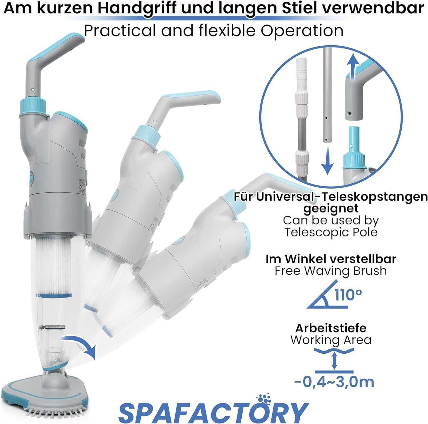 SPAFACTORY Odkurzacz basenowy z akumulatorem