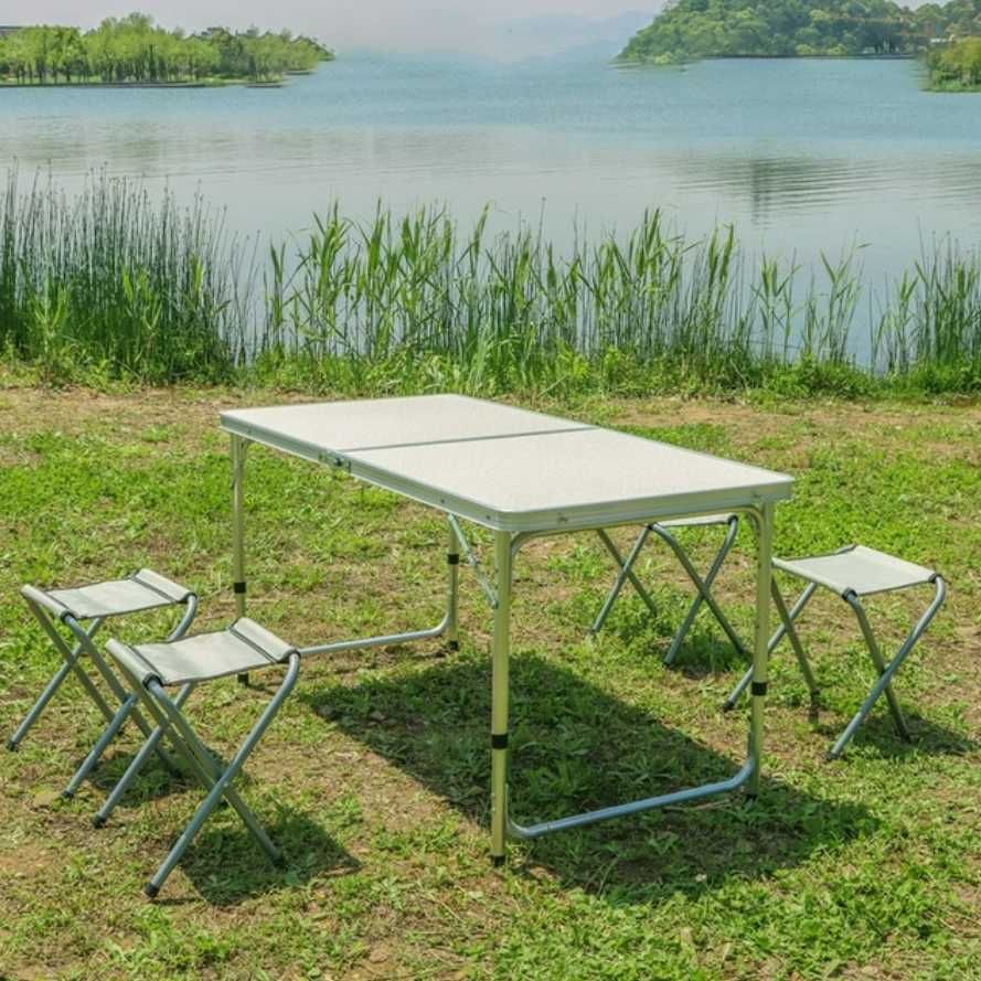 Усиленный стол 4 стульчика белый для пикника стол чемодан