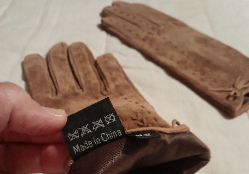 Par de luvas Senhora tipo camurça, tamanho 7,5