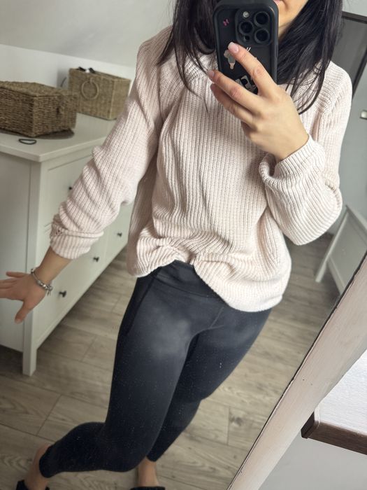 Sweter rozowy damski luzny cieply