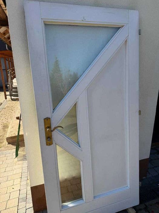 Drzwi drewniane zewnętrzne grube, ciężkie - używane...