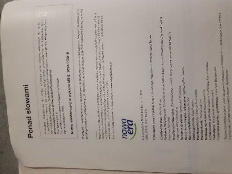 Ponad słowami 1 cz 1 i 2  Nowa Era Język Polski