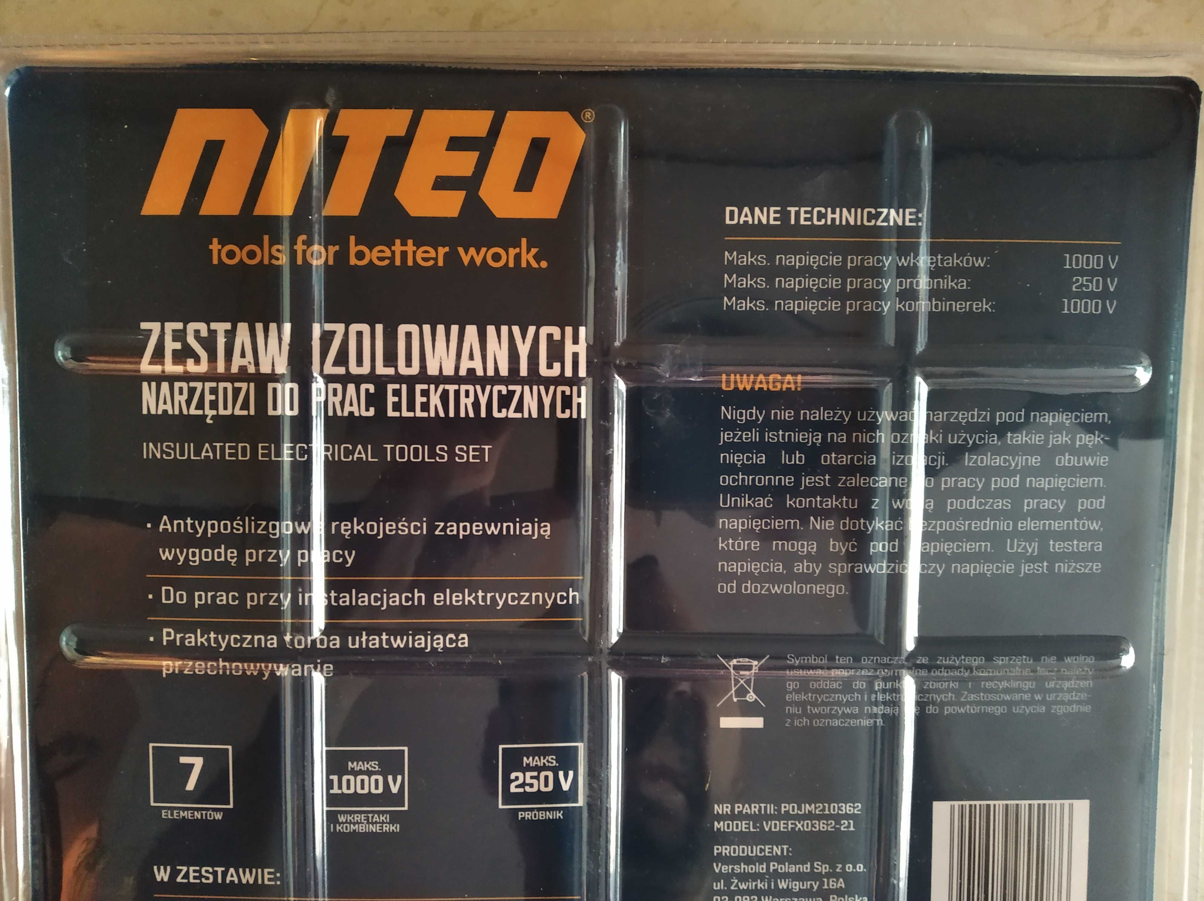 NOWY Zestaw Izolowanych Narzędzi Do Prac Elektrycznych 6el +Etui NITEO