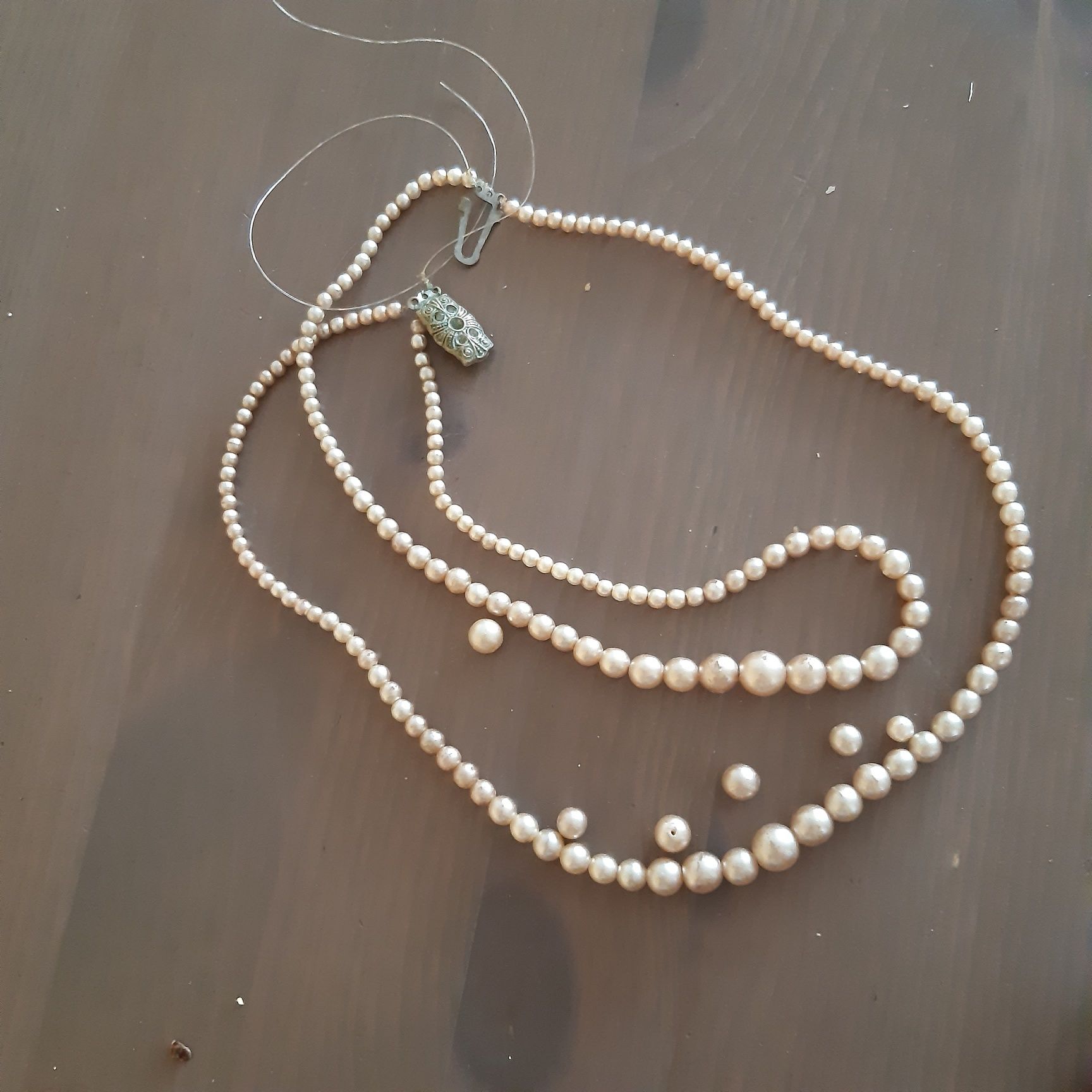 Naszyjnik perły vintage zapinka antyczna 20 cm +perły