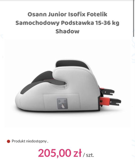 Fotelik OSANN Junior podstawka ISOFIX poddupek 15-36kg