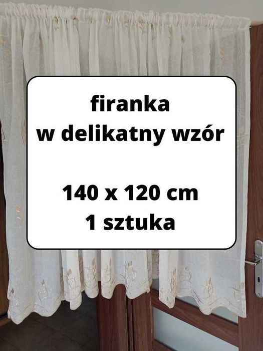 Kremowa bieżowa firana firanka 140 x 120 cm góra kwiat tulipan