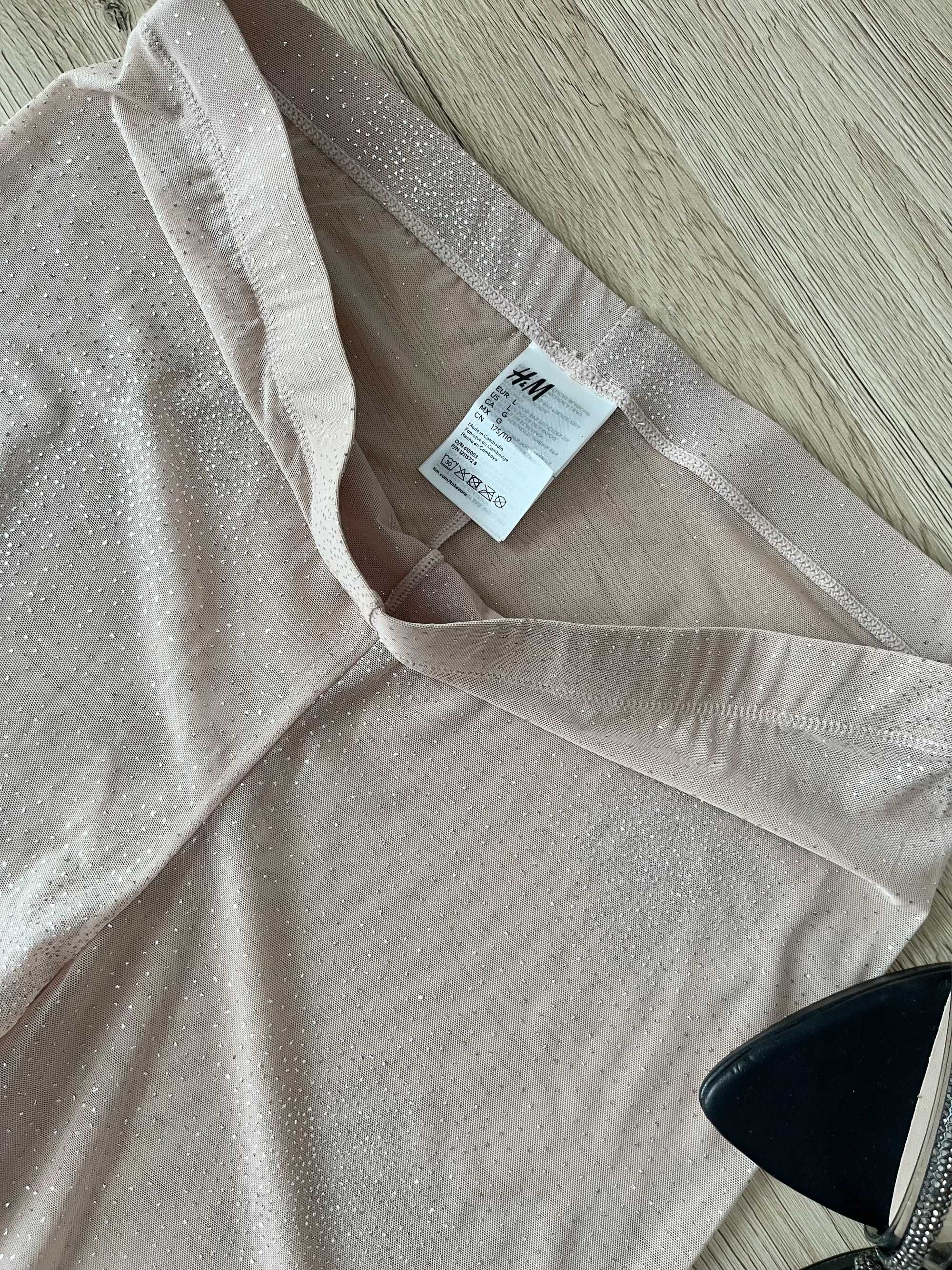 Spodnie leginsy rajstopy błyszczące z diamencikami cekiny H&M L/40
