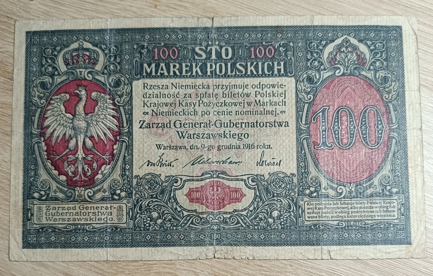 100 marek polskich 1916r. GENERAŁ