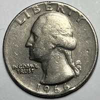 Moeda 25 cents Quarter Dollar 1966 Washington Sem Mint Mark
