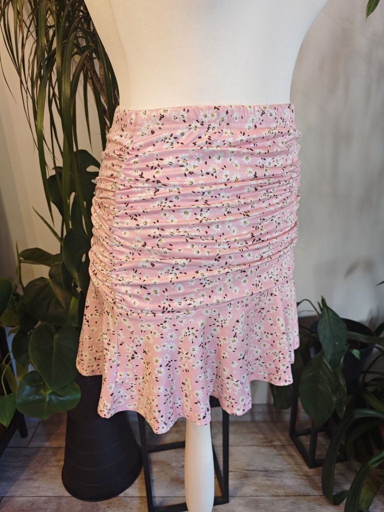 Spódnica różowa w kwiaty retro vintage lata 90
