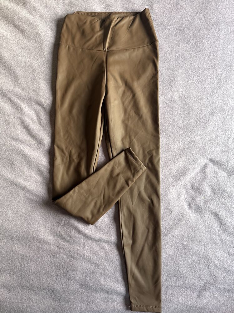 Nowe legginsy ala skora ocieplane xs/s