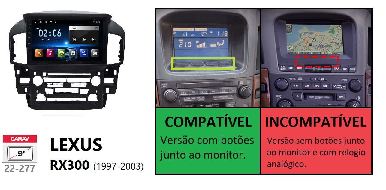 (NOVO) Rádio 2DIN 9" • LEXUS RX • Android GPS • RX300 RX330 RX35 RX400