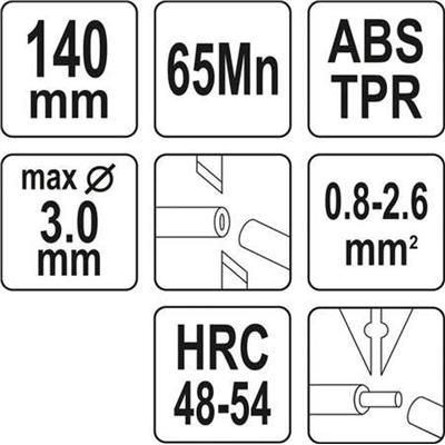 Obcinak 140mm ściągacz izolacji  0.8-2.6mm2 Yato