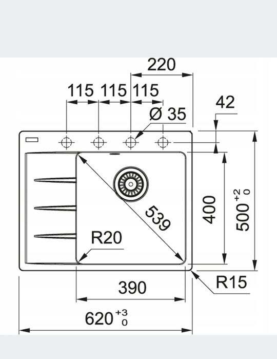 Zlew Franke Centro CNG 611-62 TL czarny mat