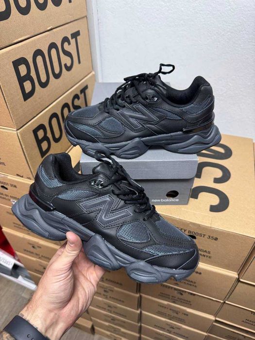 Кроссовки New Balance 9060 КОЖА / Нью Беленс 9060 черные 37 38 39