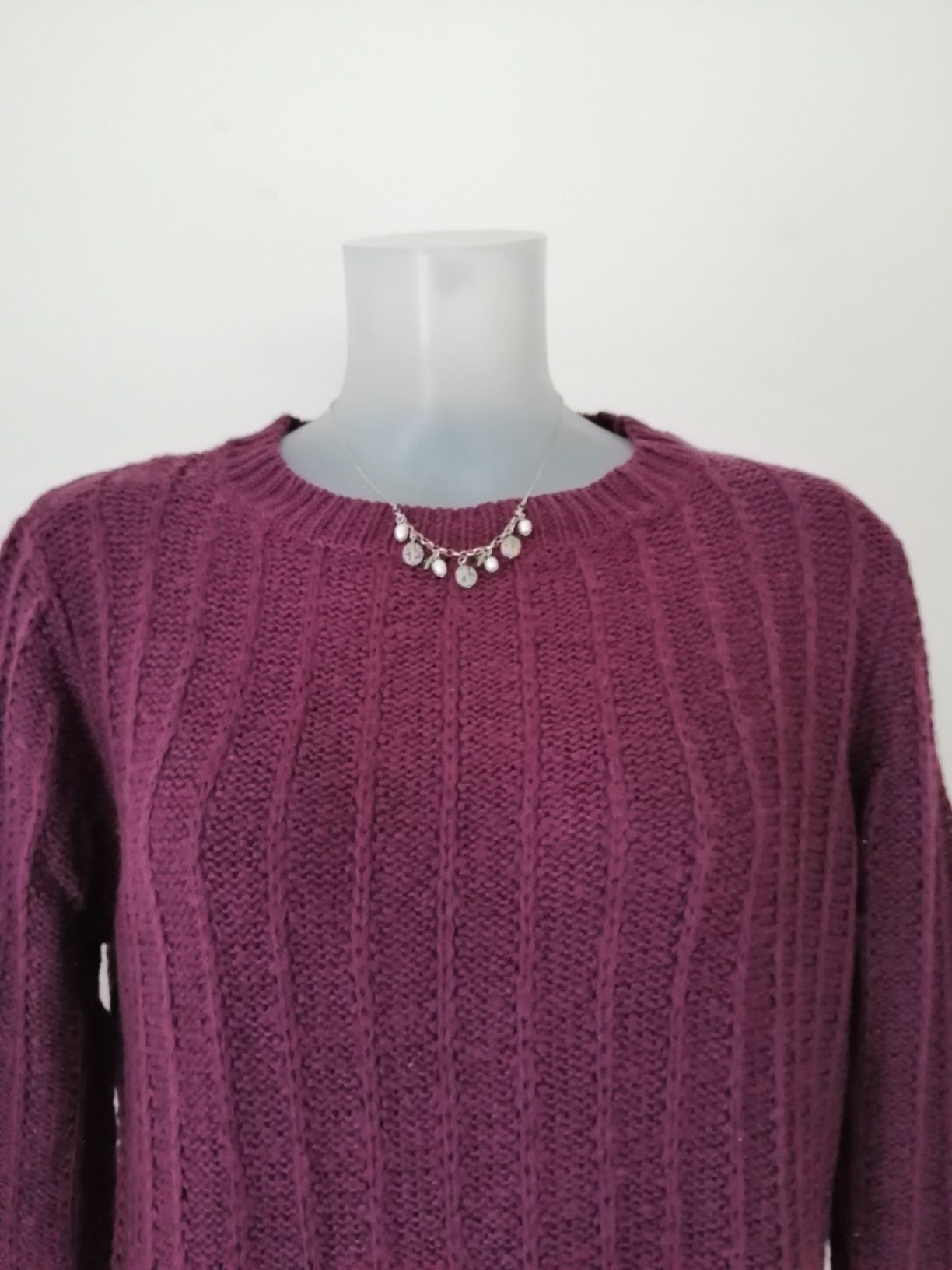 Fioletowy jagodowy sweter akryl jesień Select, rozmiar 12