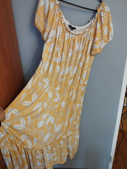 Żółta kanarkowa sukienka kwiaty wzory Peacocks 48