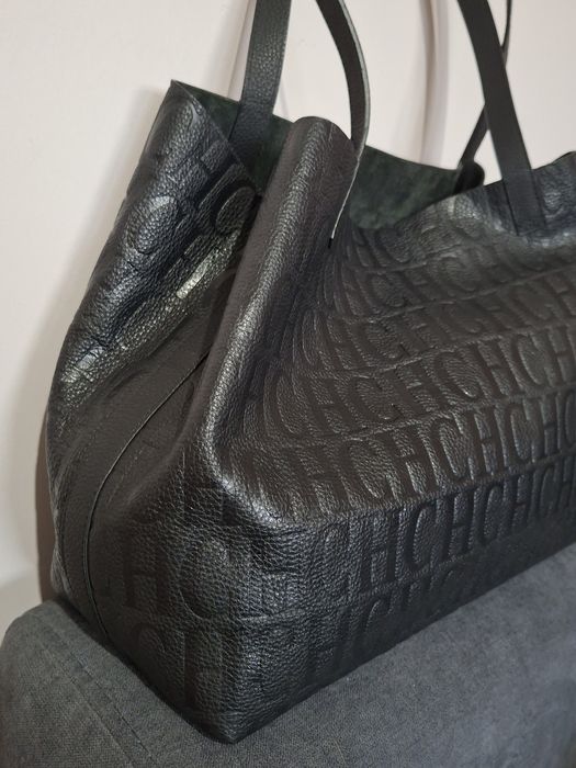 Torba skórzana czarna shopperka