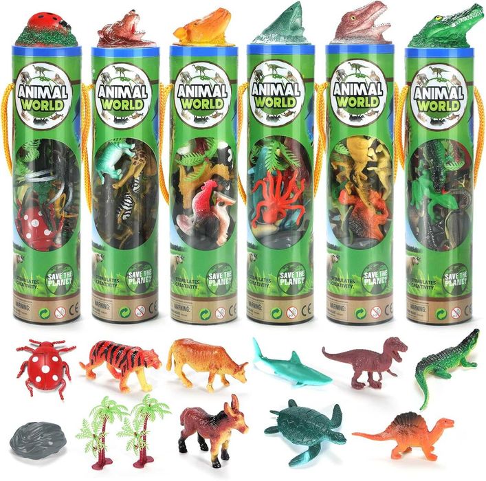 Zestaw figurek zwierzęta w tubie mix zestaw 102 elementy A60